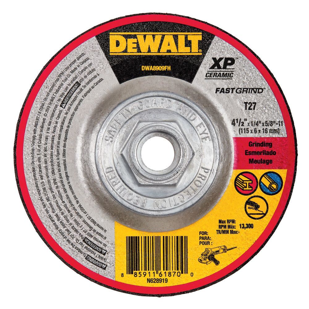 4-1/2 X 1/4 X 5/8-11 XP Ceramic Grinding Wheel DWA8909FH