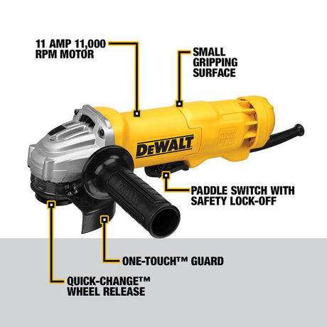 4.5-in 11 Amps Paddle Switch Corded Angle Grinder DWE402W