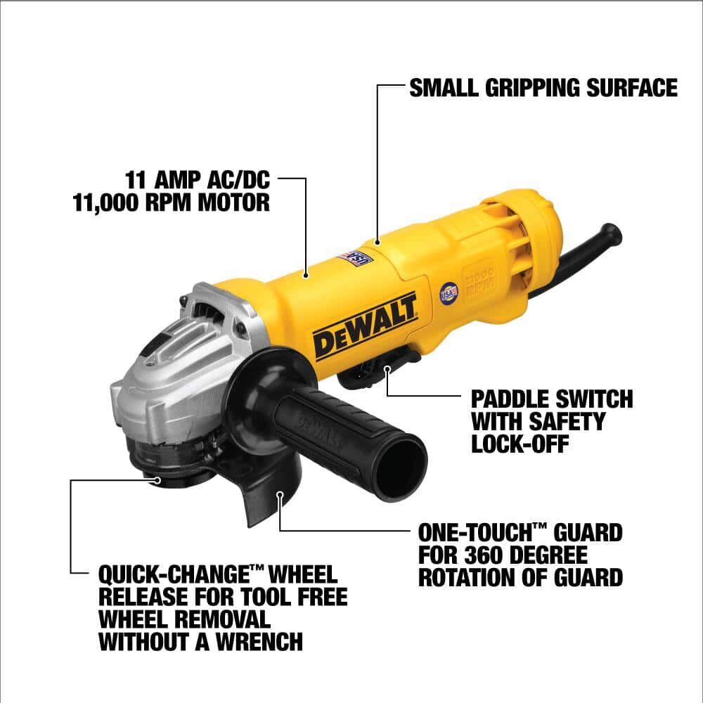 4.5-in 11 Amps Paddle Switch Corded Angle Grinder DWE402W