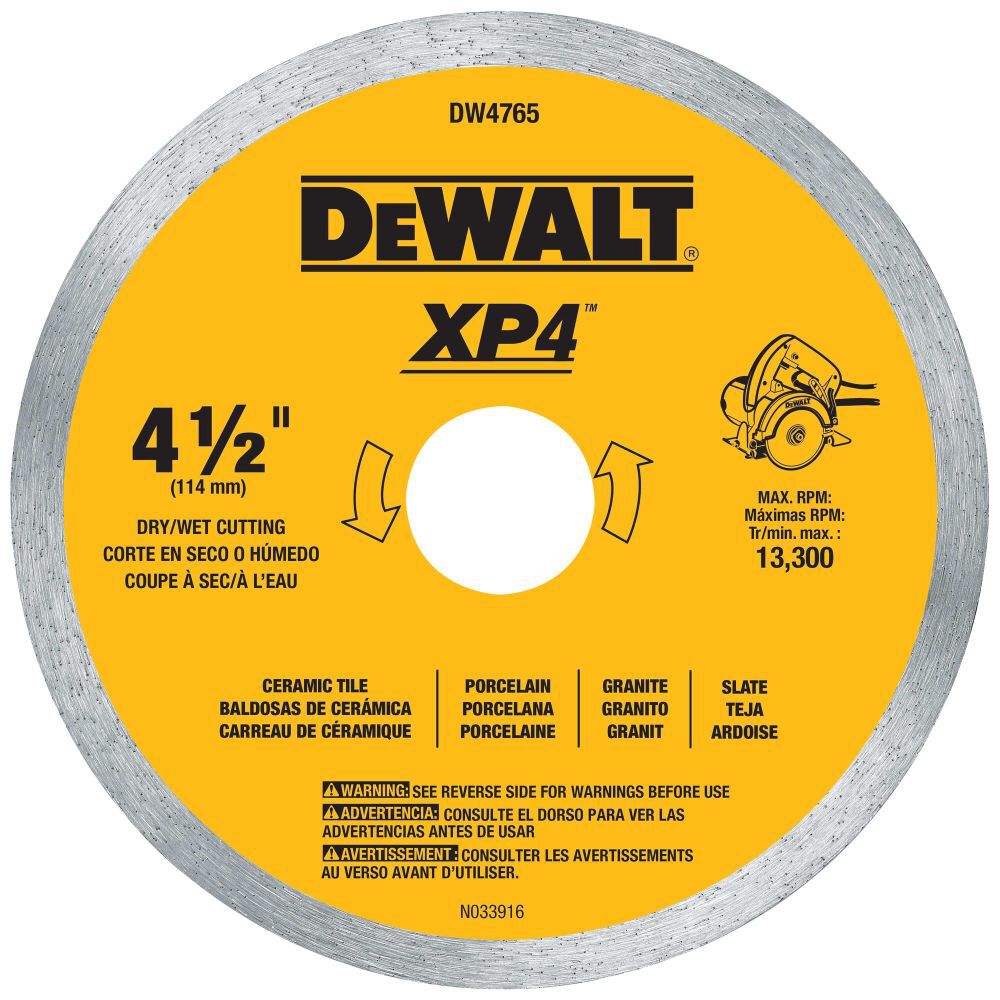 4-1/2in Wet/Dry Porcelain Tile Blade DW4765