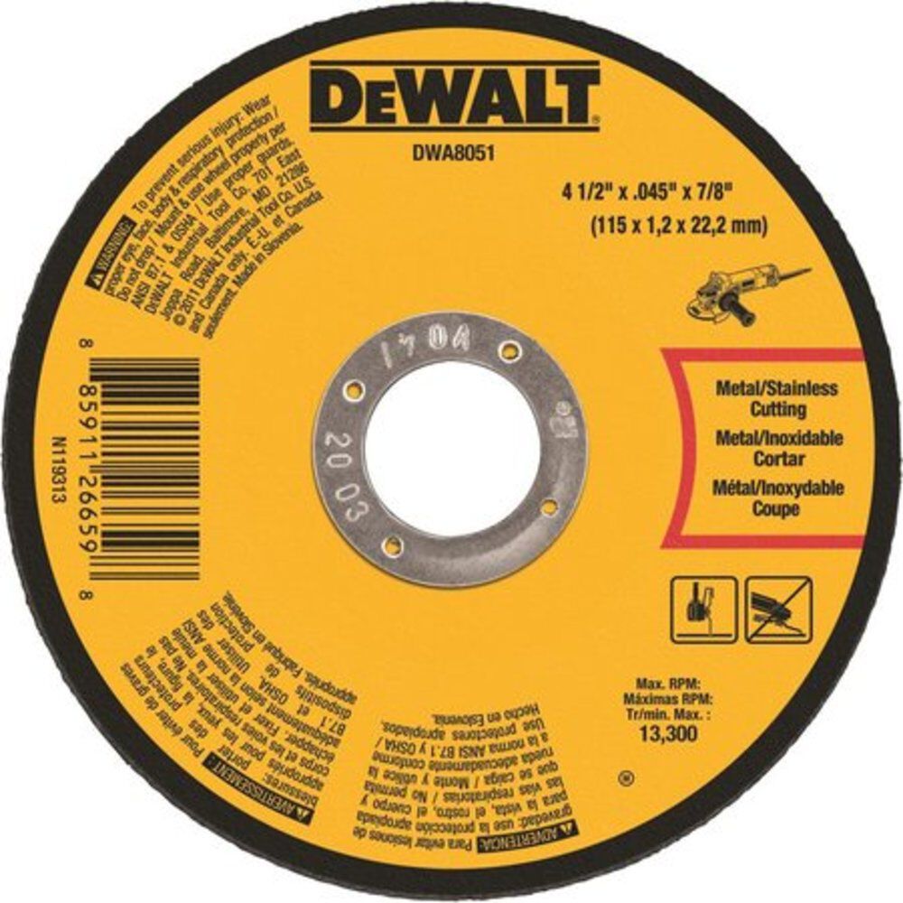 4-1/2in x .045in x 7/8in Metal Cut-Off Wheel-10 pack DWA8051T10