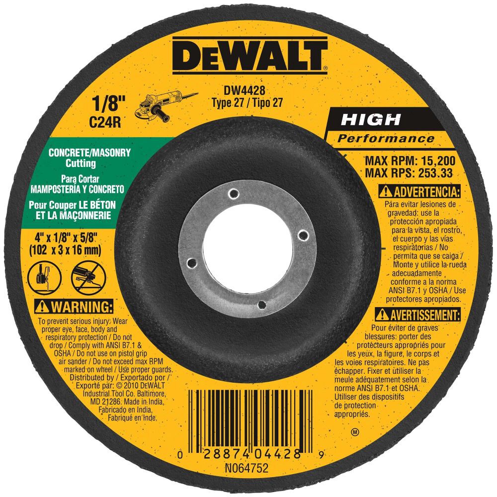 4 In. x 1/8 In. x 5/8 In. Masonry Cutting Wheel DW4428