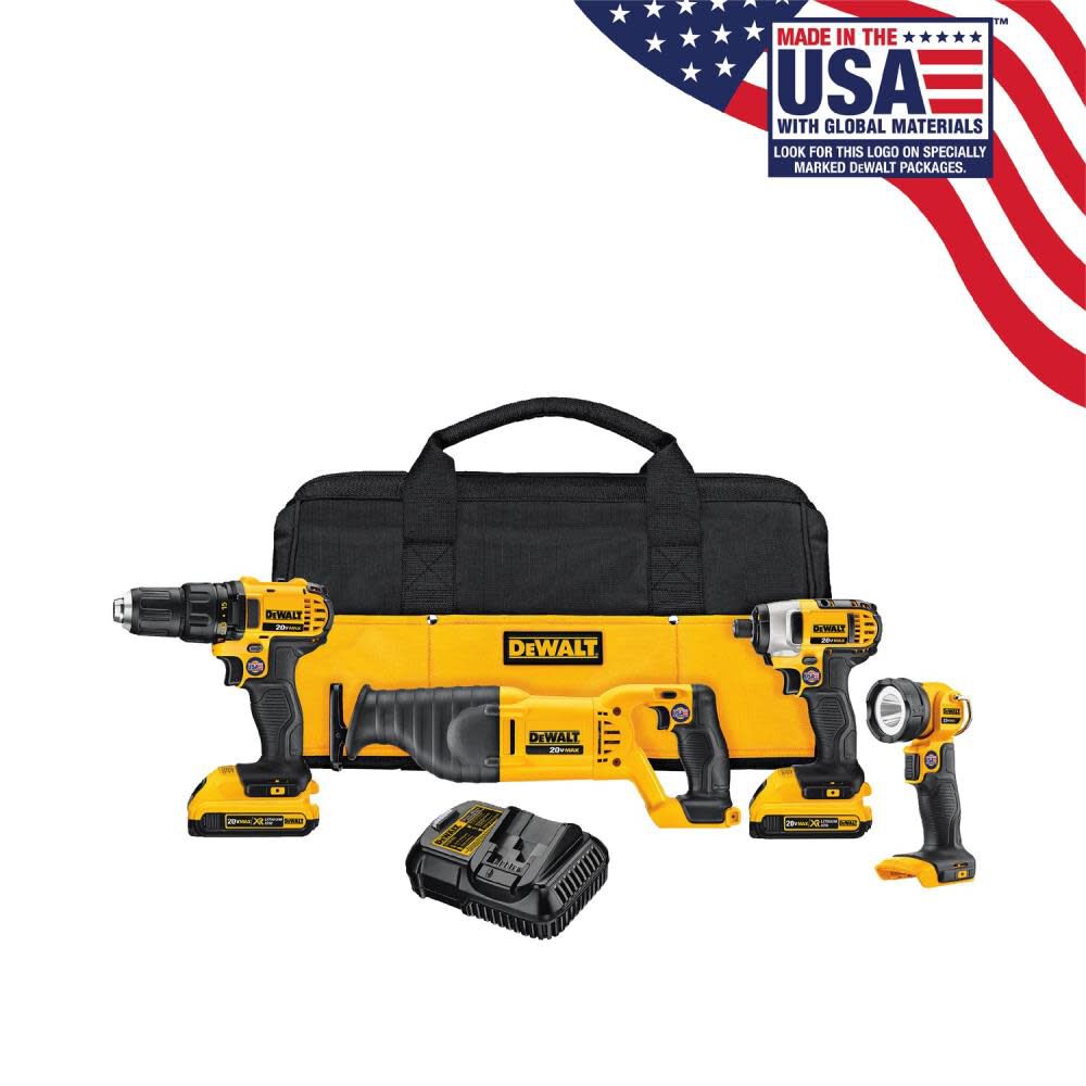 4-Tool 20-Volt Max Power Tool Combo Kit with Soft Case (2-Batteries and charger Included) DCK420D2