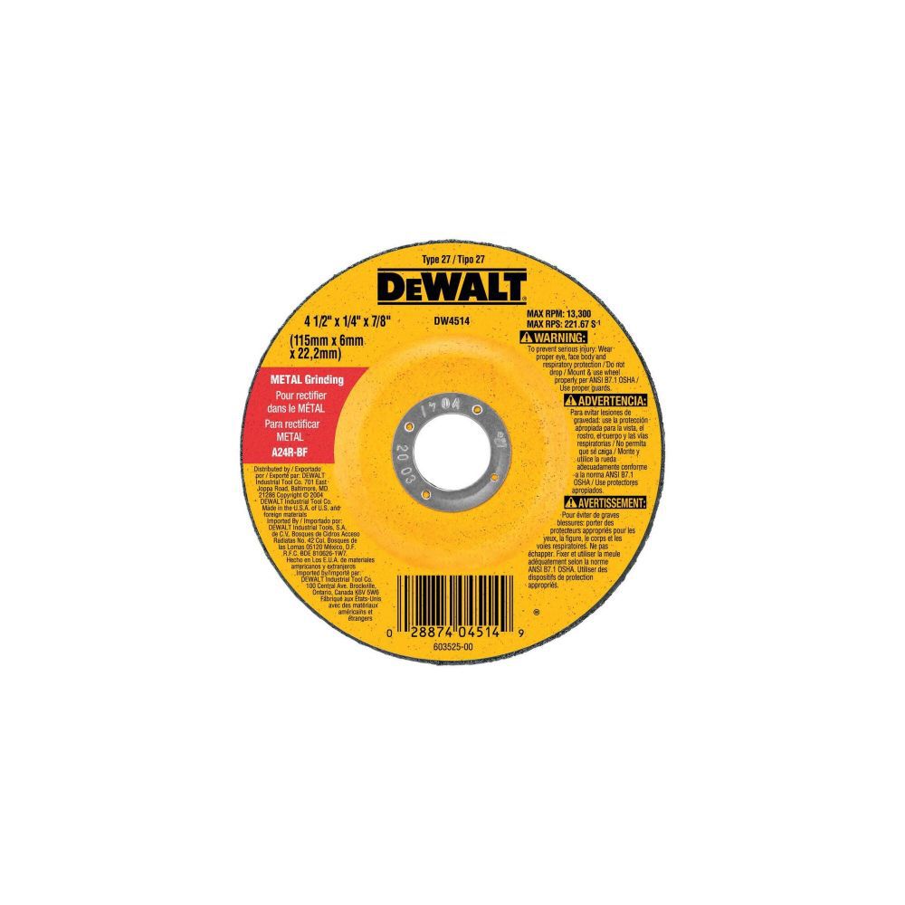 5 In. X 1/4 In. Metal Grinding Wheel DW4623