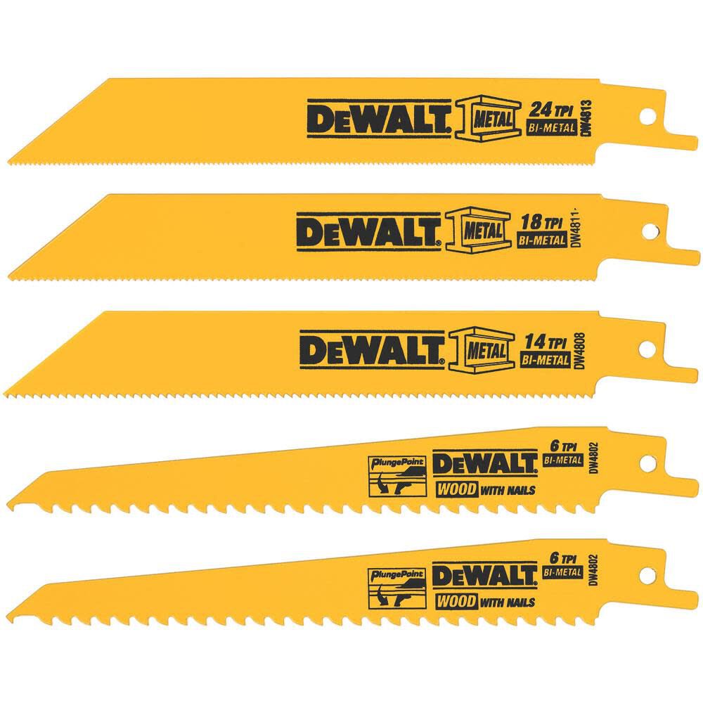 5 piece Bi-Metal Reciprocating Saw Blade Set DW4857