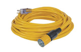 50 ft 10/3 SJTW Yellow Lighted Locking Extension Cord DXEC14410050