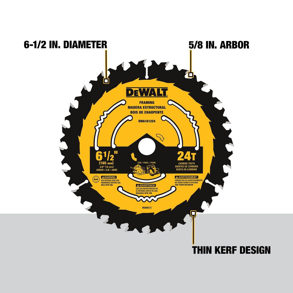 6-1/2 in 24-Tooth Circular Saw Blade DWA161224