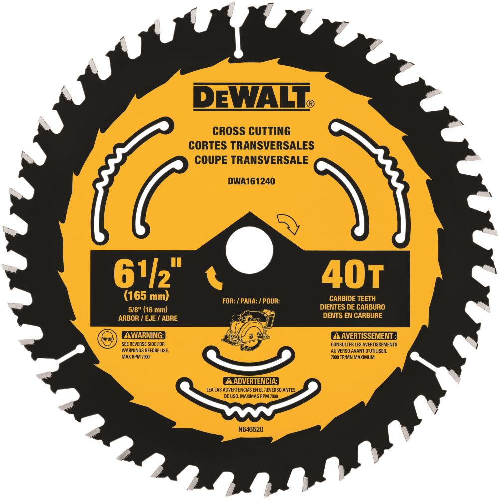 6-1/2 In. 40T Circular Saw Blade 1 DWA161240