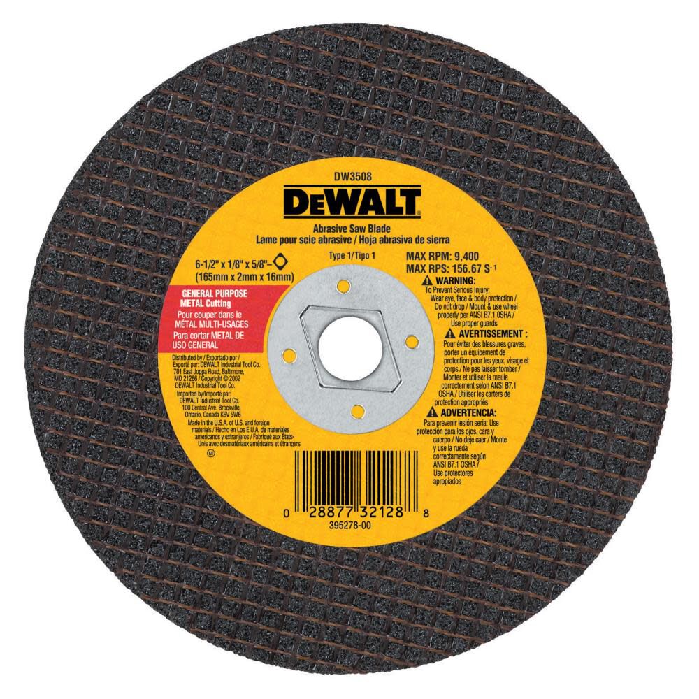 6-1/2-in x 1/8-in Metal Abrasive Saw Blade DW3508