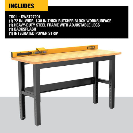 6 ft Workbench With Butcher Block Wood Top DWST27201