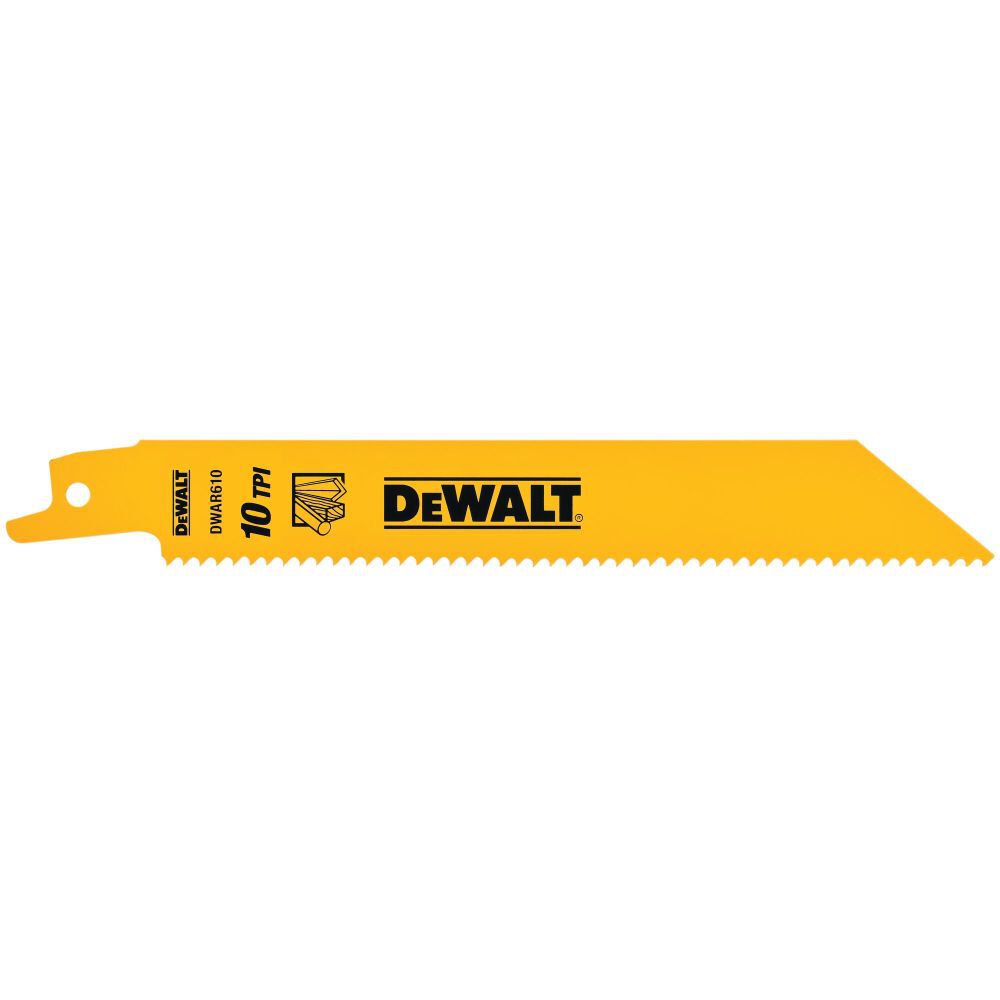 6 In. 10 TPI Straight Back Bi-Metal Reciprocating Saw Blade General Purpose (5 pack) DW4806