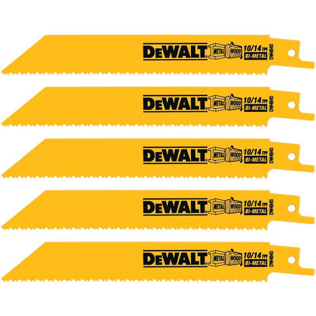 6-in 10/14 TPI Straight Back Bi-Metal Reciprocating Blade (5 pack) DW4845