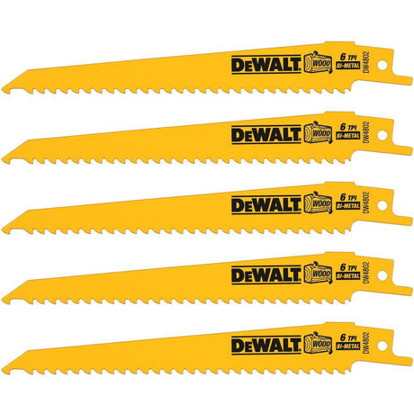 6 In. 6TPI Bi-Metal Recip Blade -5 Pk DW4802