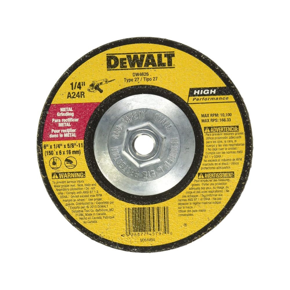 6 In. x 1/4 In. x 5/8 In. to 11 High Performance Metal Grinding Wheel DW4626