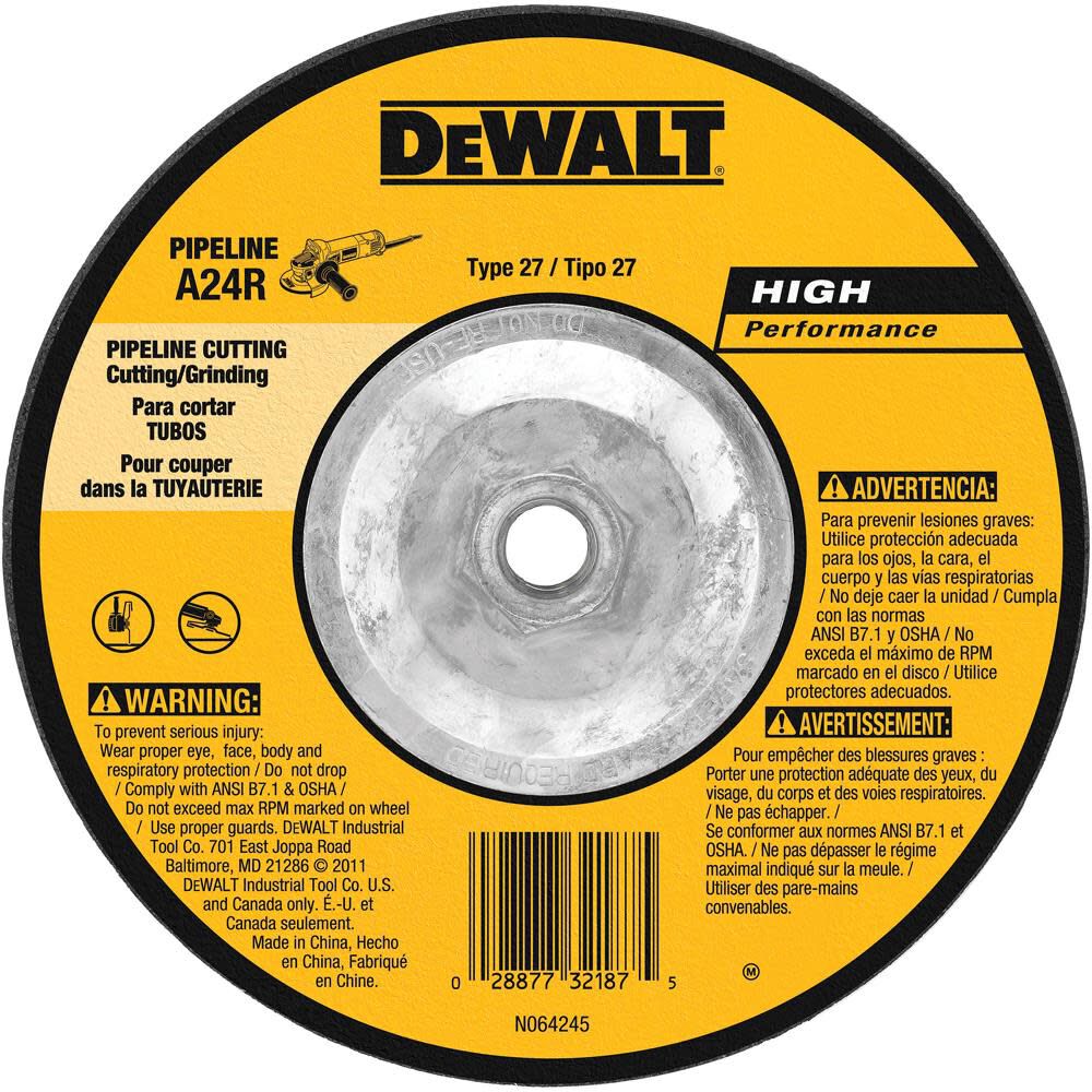 6 In. x 1/8 In. x 5/8 In. to 11 High Performance Pipeline Wheel DW8438