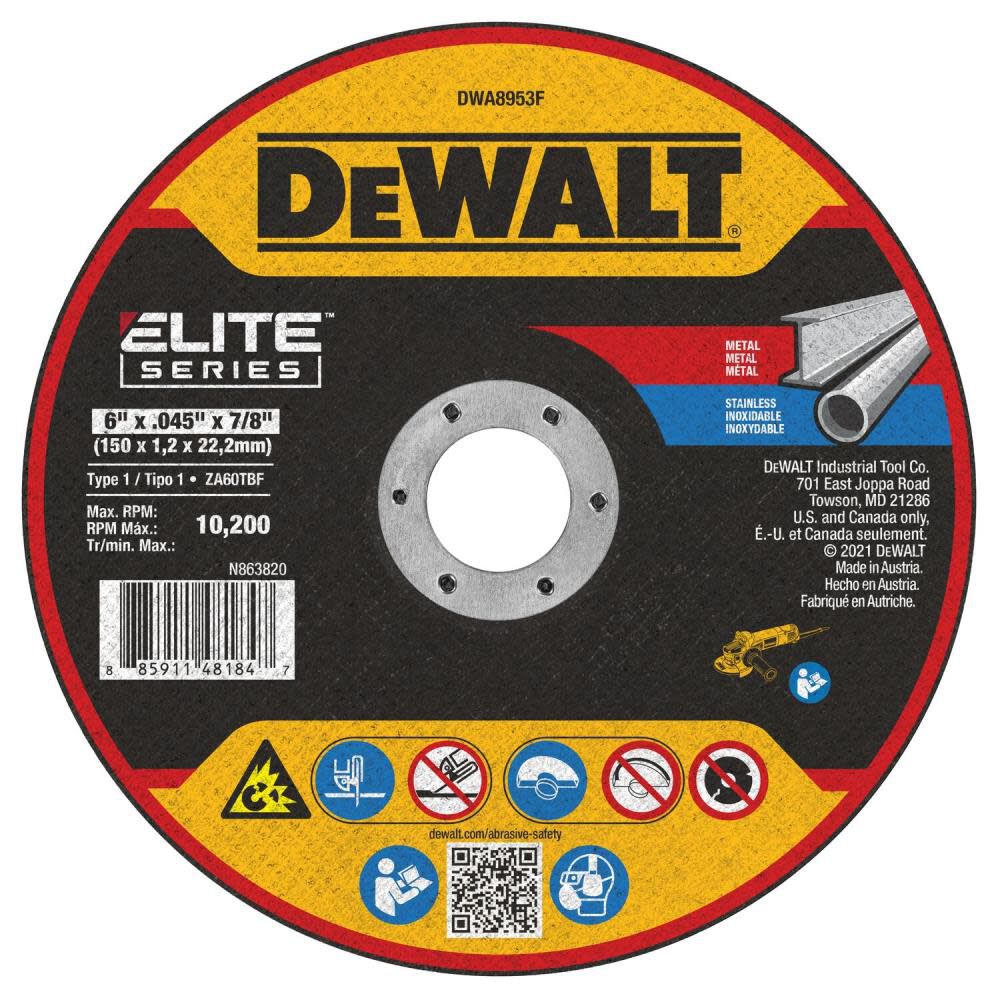 ELITE Cut-Off Wheels 6-in Bonded Abrasive Cut-off Wheel DWA8953F