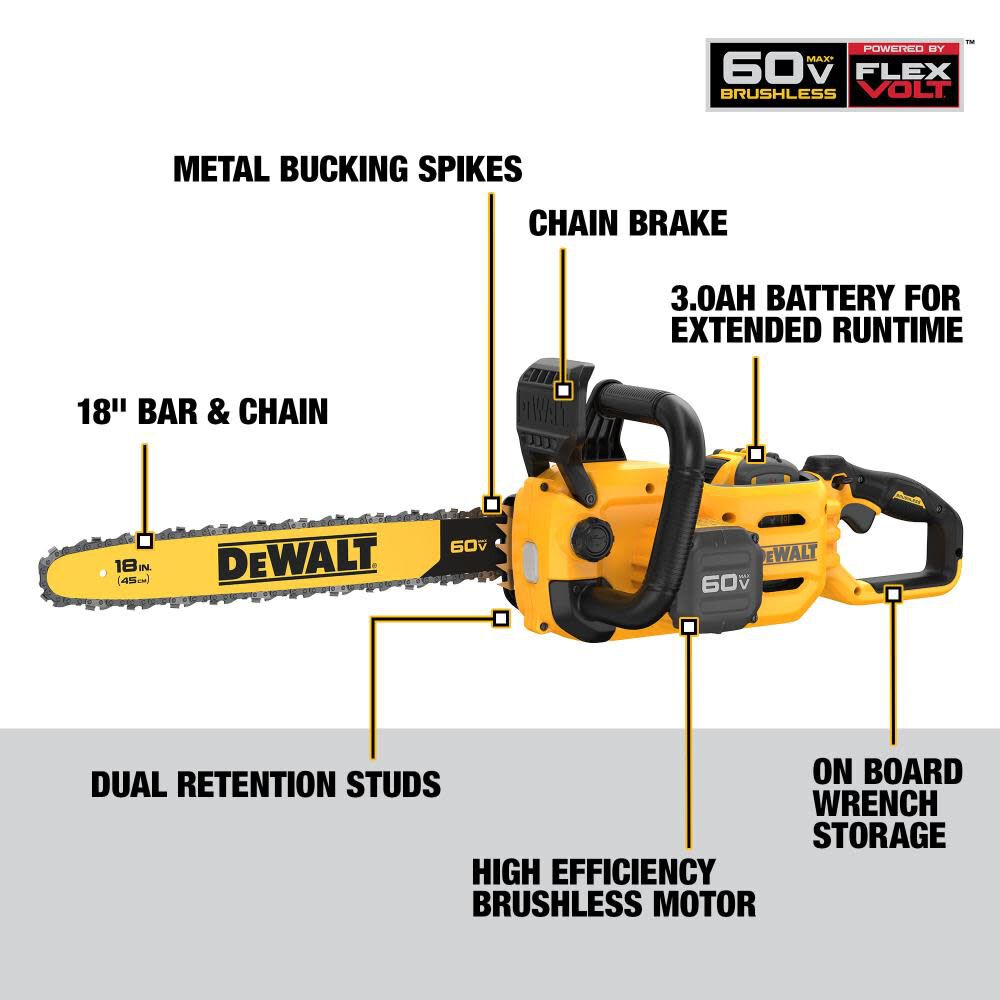 60V MAX Chainsaw 18inch Brushless Cordless Kit DCCS672X1