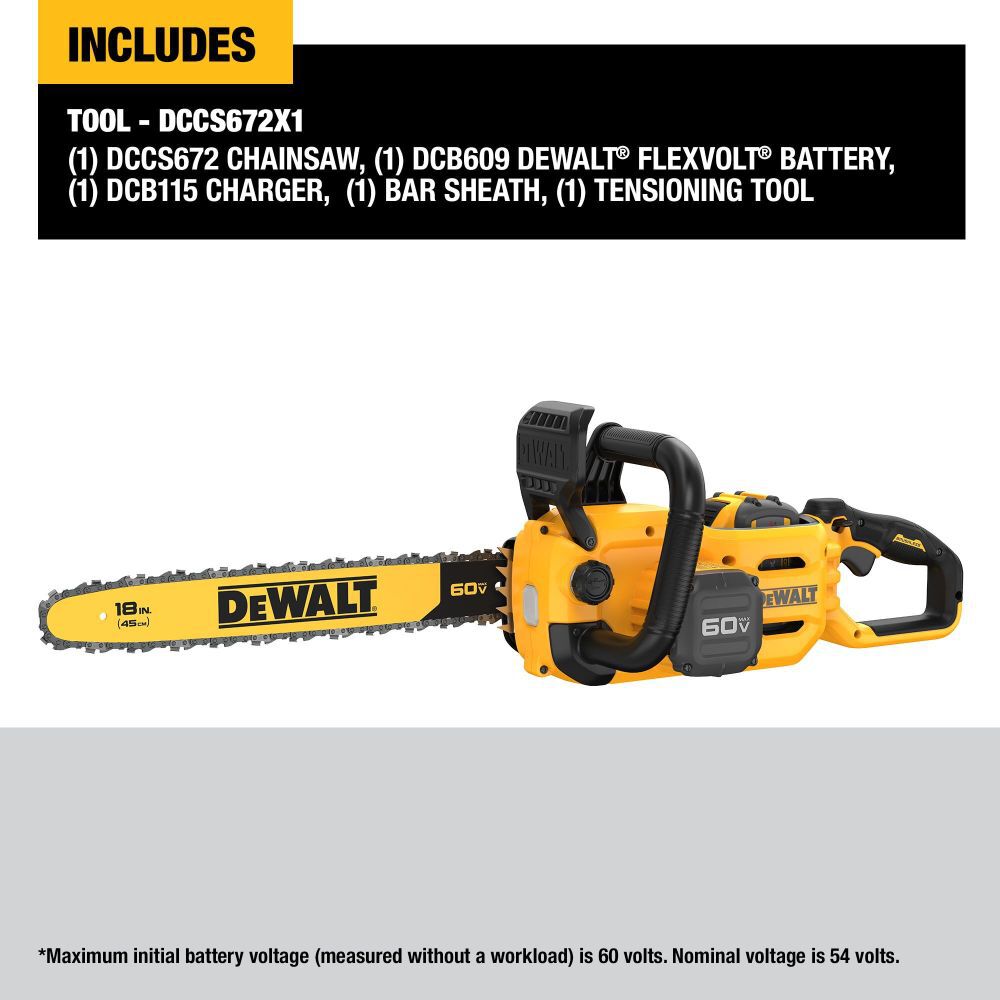 60V MAX Chainsaw 18inch Brushless Cordless Kit DCCS672X1