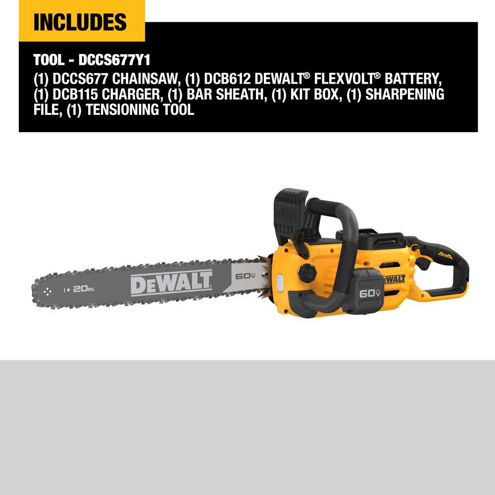 60V MAX Chainsaw 20inch Brushless Cordless Kit DCCS677Y1