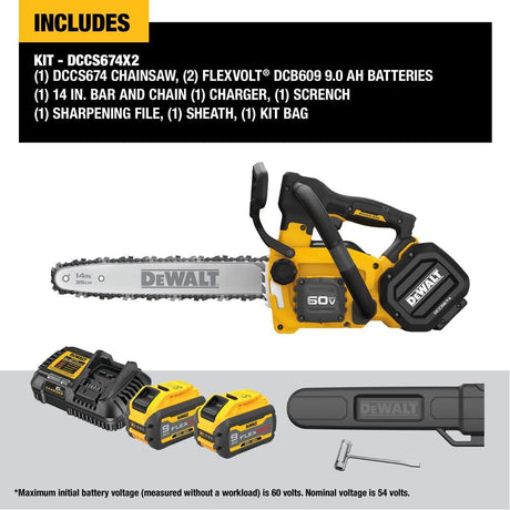 60V Max Top Handle Chainsaw Kit DCCS674X2