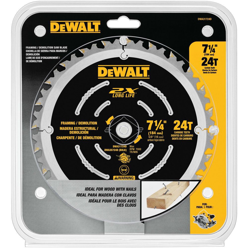 7-1/4 In. 24T Demo Framing Blade DWA31724D