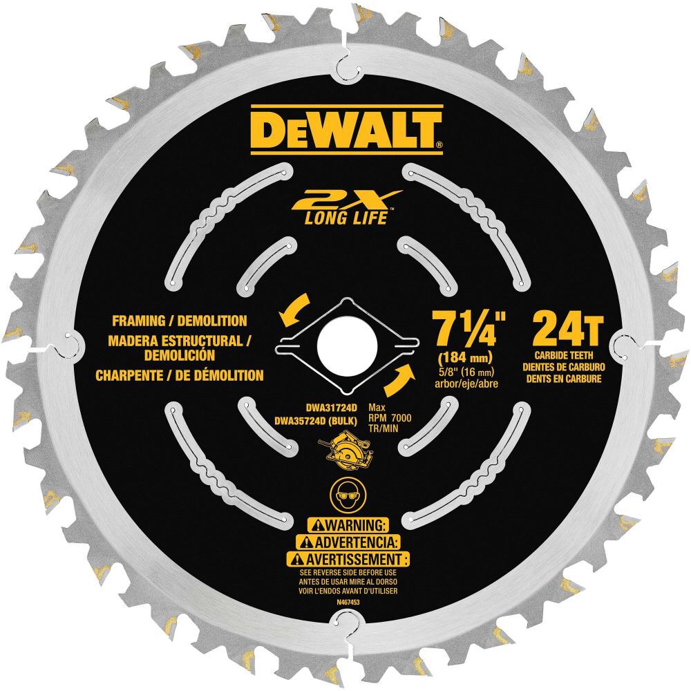 7-1/4 In. 24T Demo Framing Blade DWA31724D