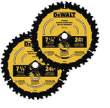 7-1/4-in 24T Saw Blades with ToughTrack tooth design 2 pk DWA1714242