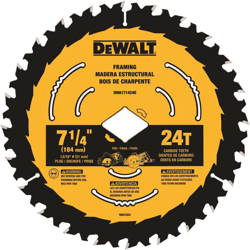 7-1/4-in 24T Worm Drive Bulk Saw Blade DWA171424DB10