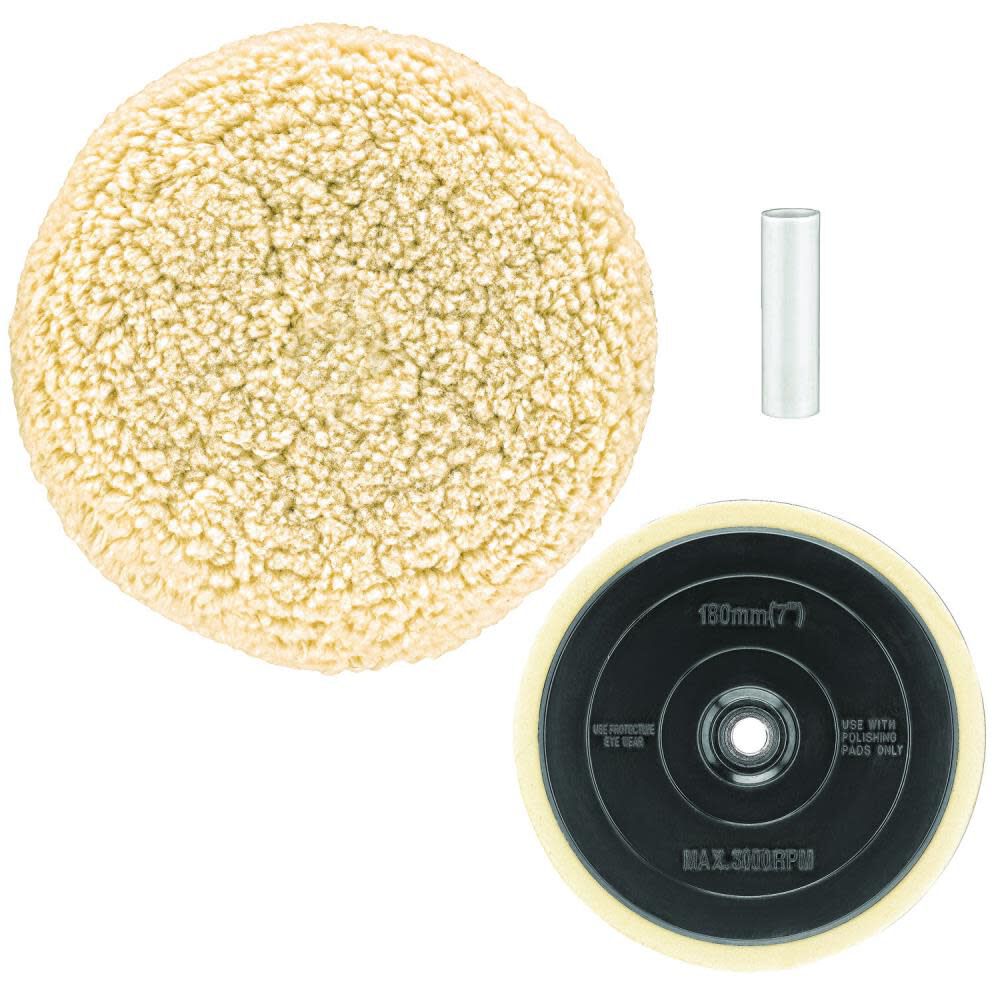 7-in Wool Buffing Pad and Backing Pad Combo Kit DW4985CL