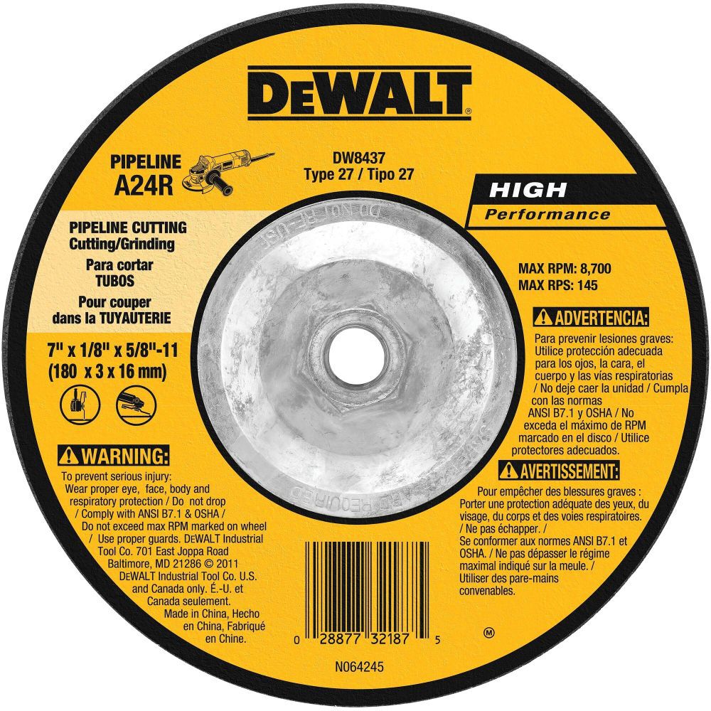 7 In. x 1/8 In. x 5/8 In. to 11 High Performance Pipeline Wheel DW8437