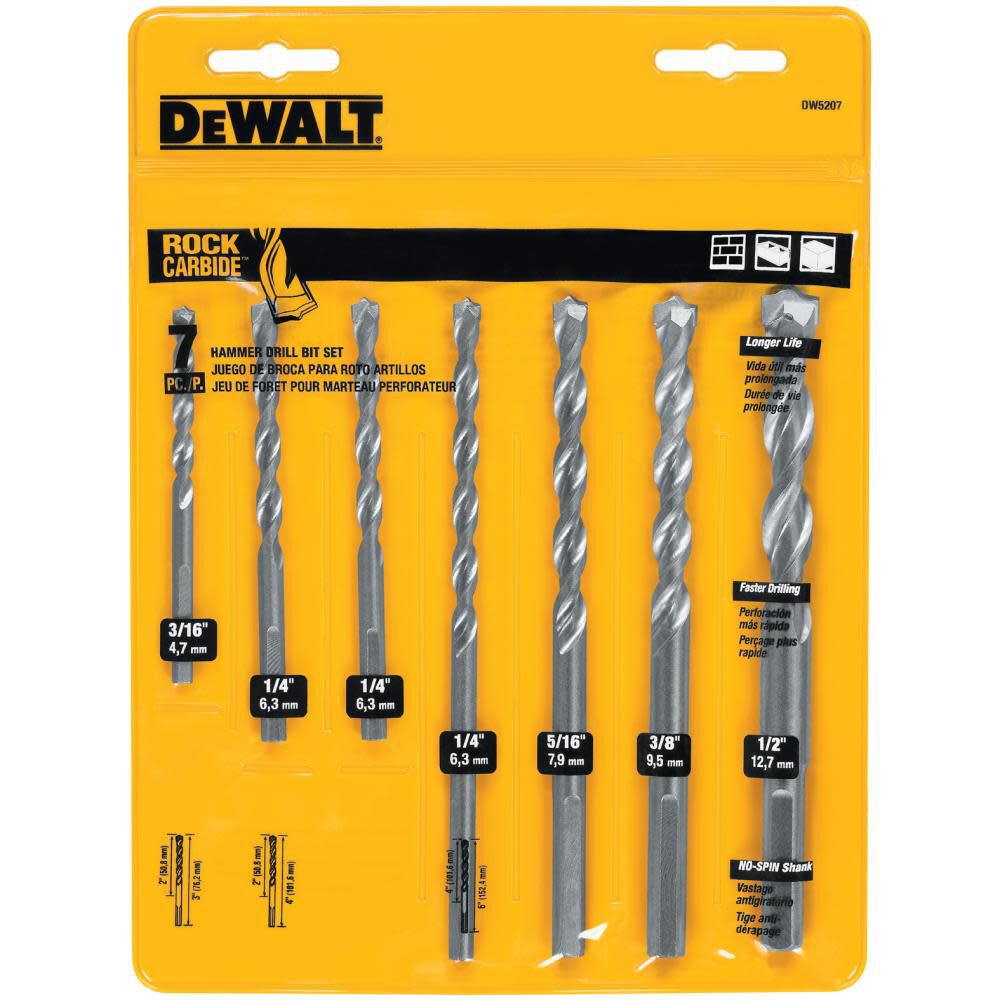 7 pc. Percussion Mason Drill Bit Set DW5207