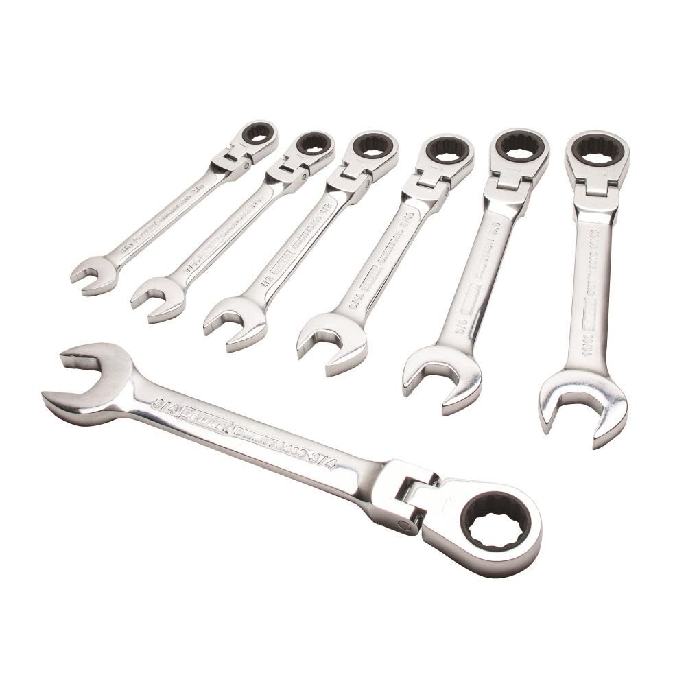 7 Piece Ratcheting Flex Head Combination Wrench Set DWMT74196