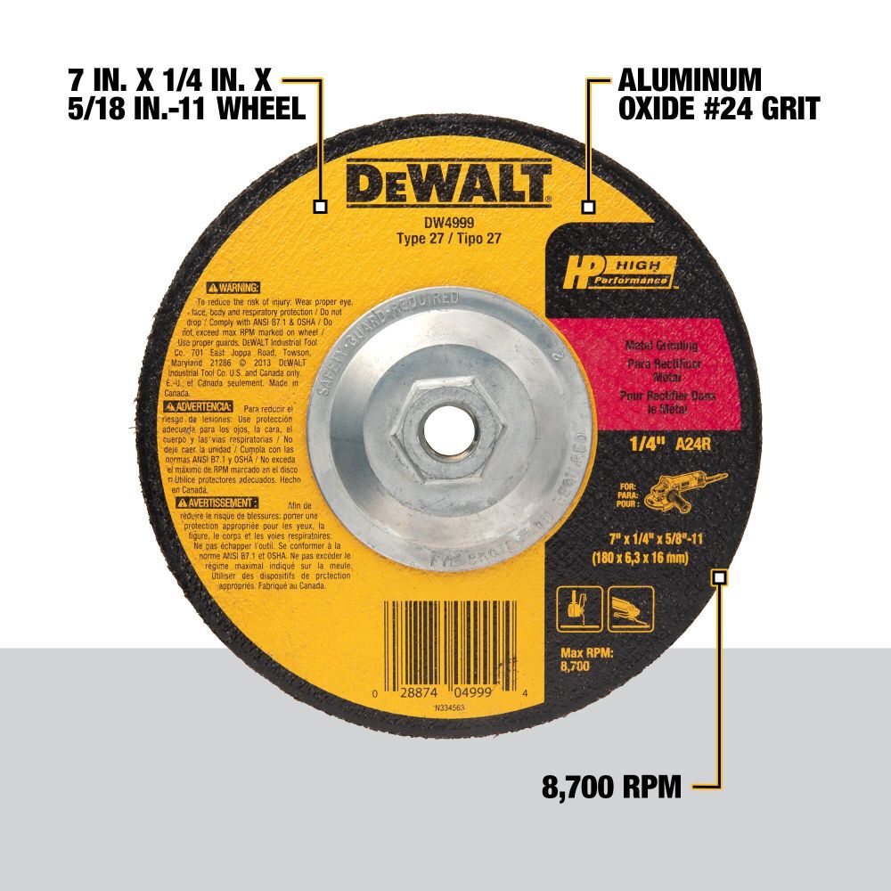 7-in Aluminum Oxide Grinding Wheel DW4999