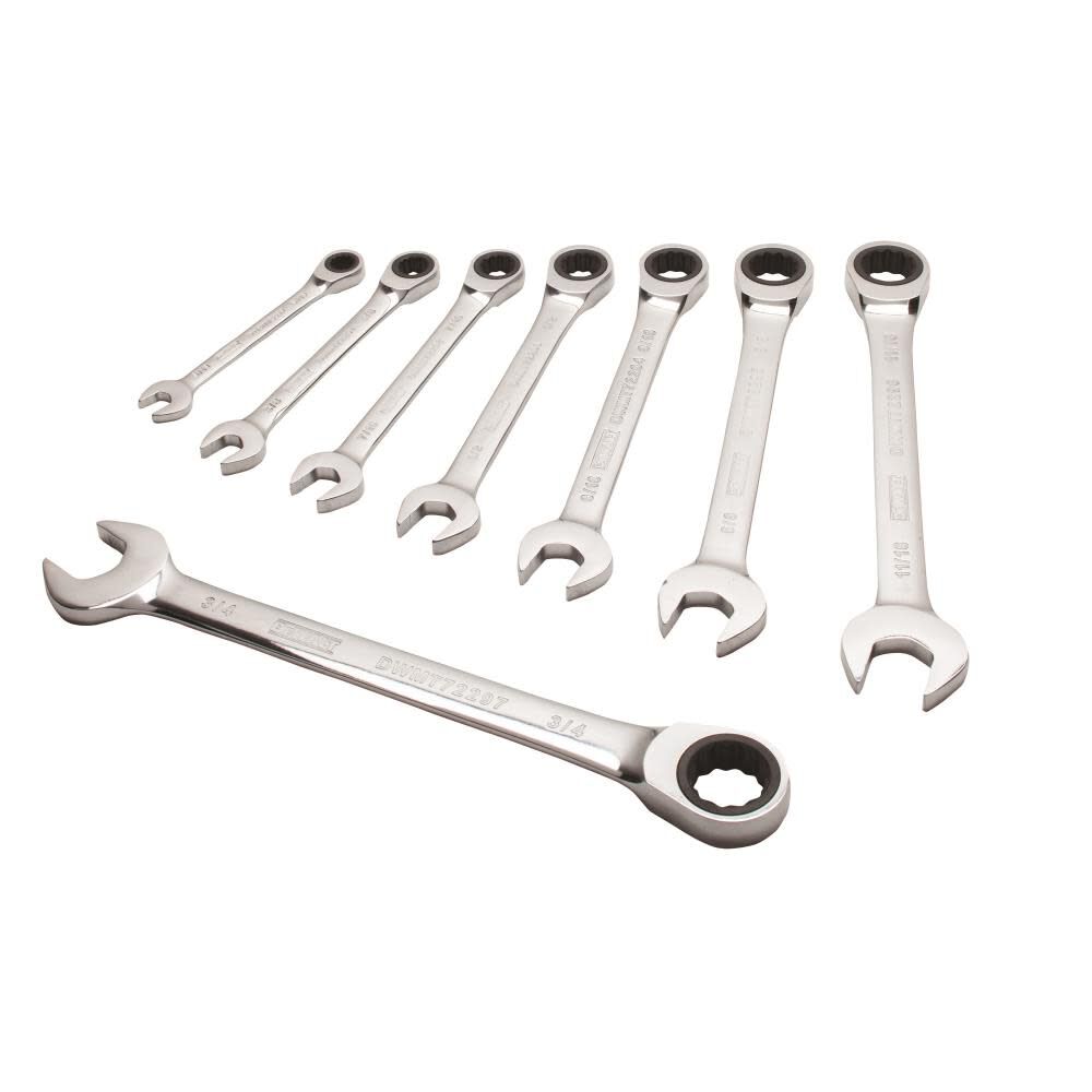 8 Piece Ratcheting Combination Wrench Set DWMT74197