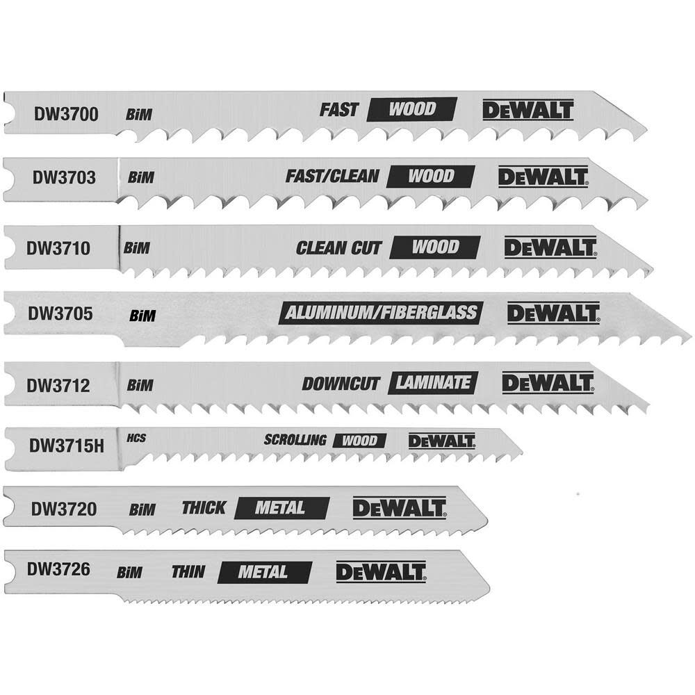 8 piece U-Shank Jig Saw Blade Set DW3790