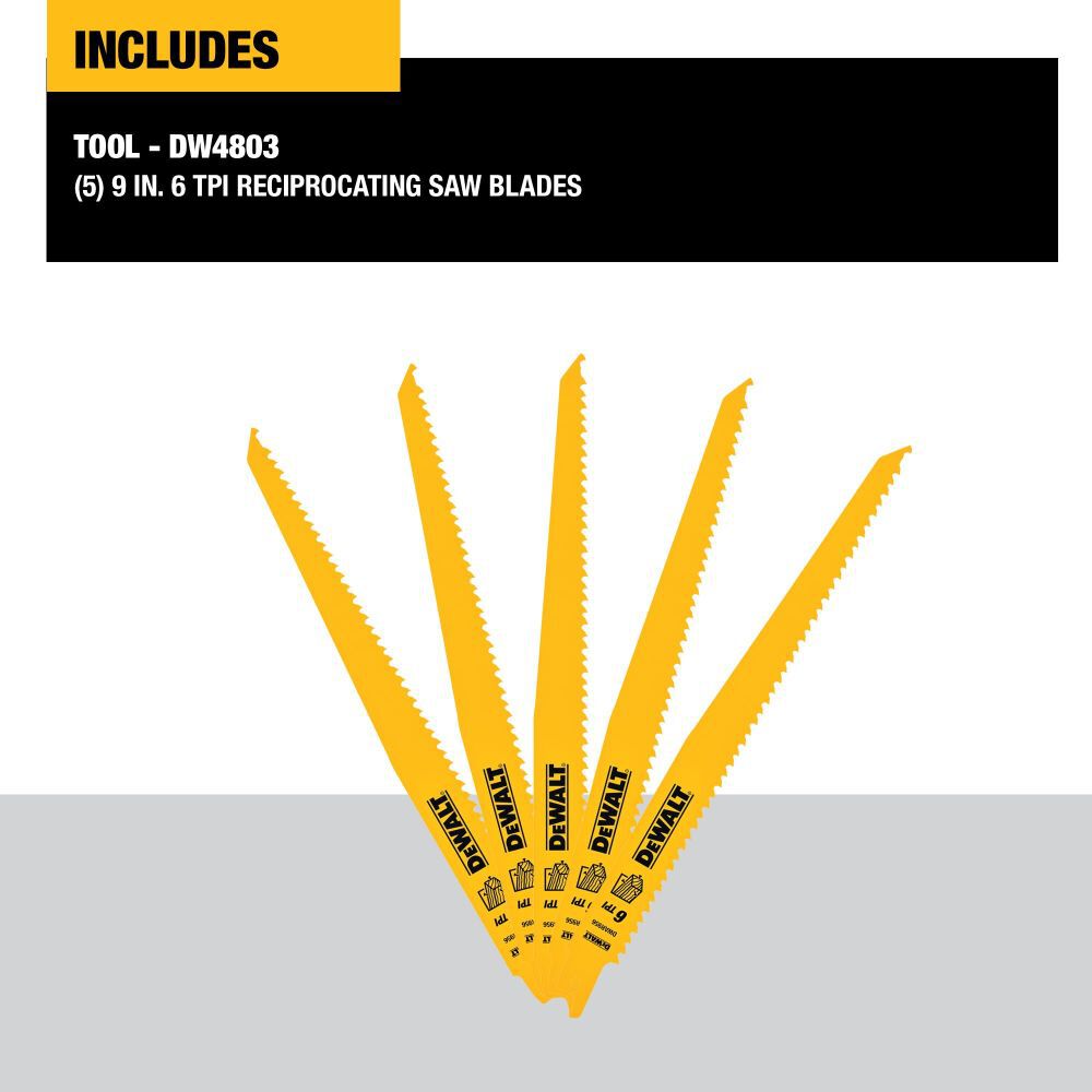 9-In. 6-TPI Reciprocating Saw Blade DW4803
