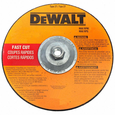 9 In. x 1/4 In. x 5/8 In. to 11 Fast Cutting Abrasive DW4550