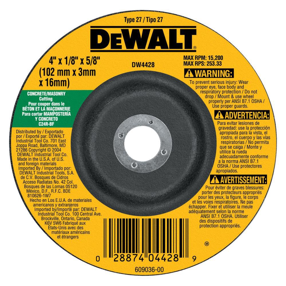 9 In. X1/ 4 In. Masonry Wheel DW4959