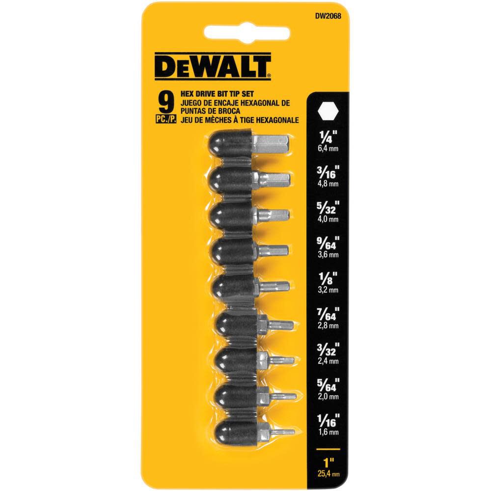 9 Piece 1in Hex Bit Set DW2068