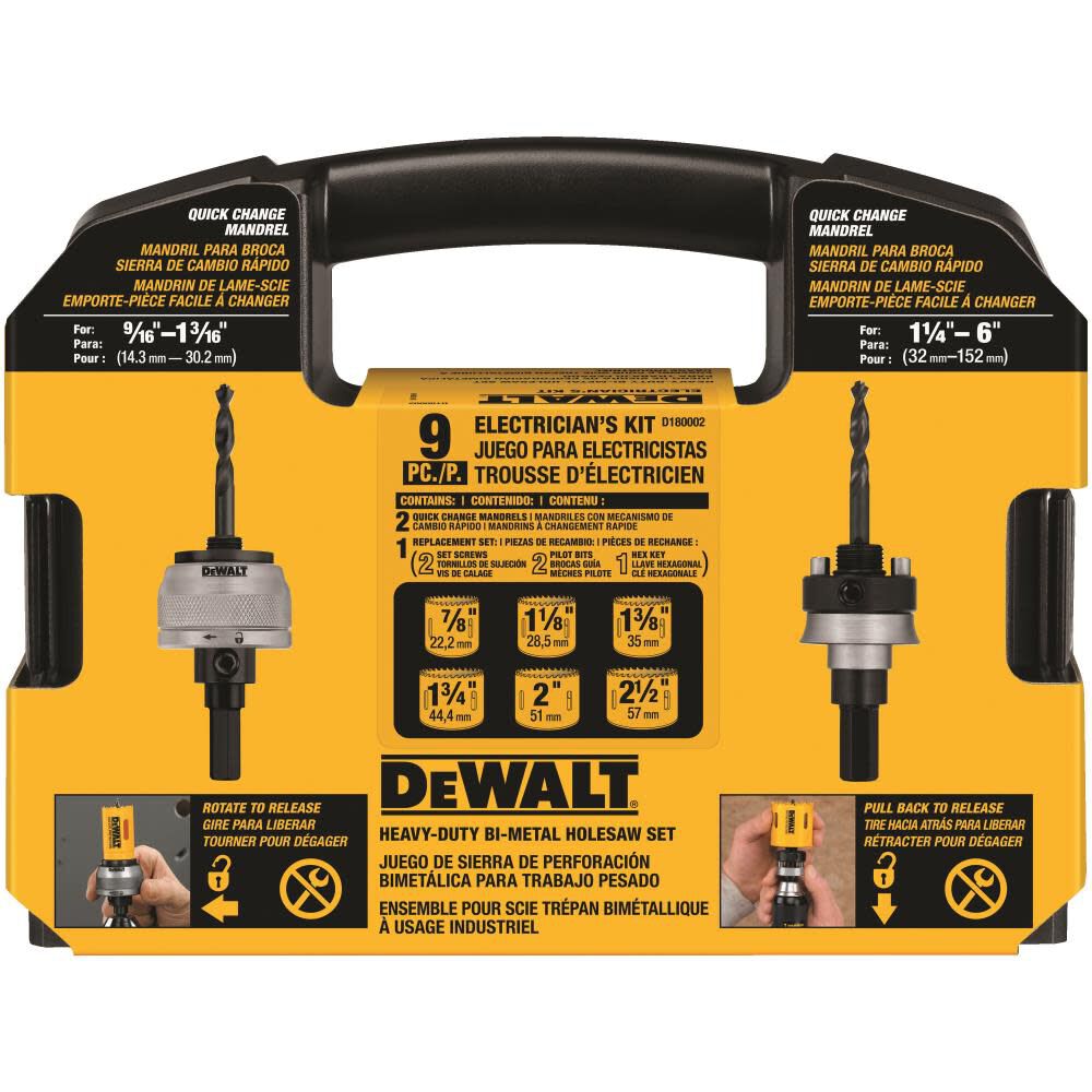 9 PieceElectrician's Hole Saw Kit D180002