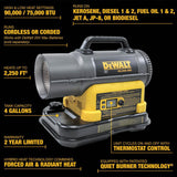 90,000 BTU DeWalt Cordless Forced Air Kerosene/Diesel Heater F340991