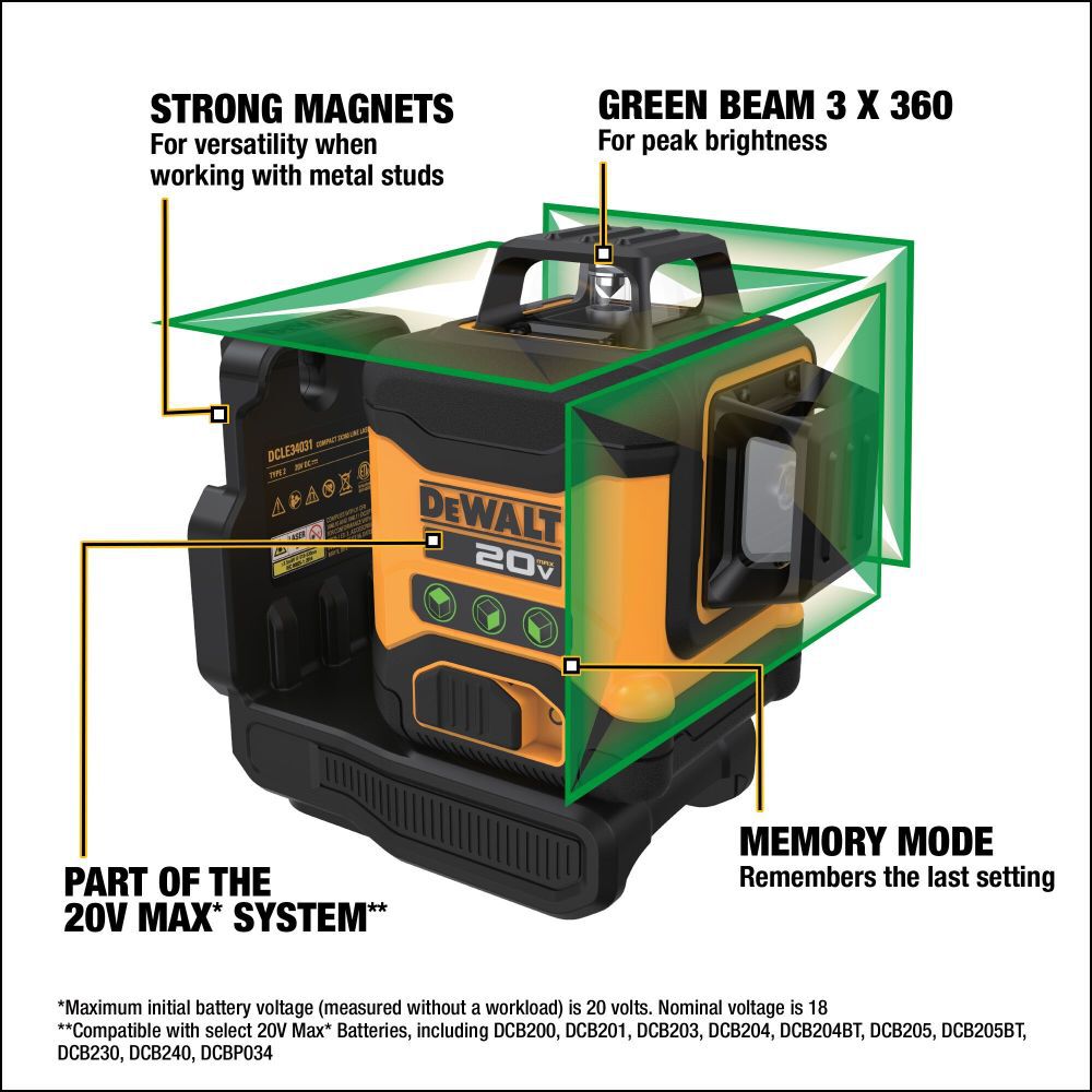 ATOMIC 20V 3 x 360 Line Laser (Bare Tool) DCLE34031B