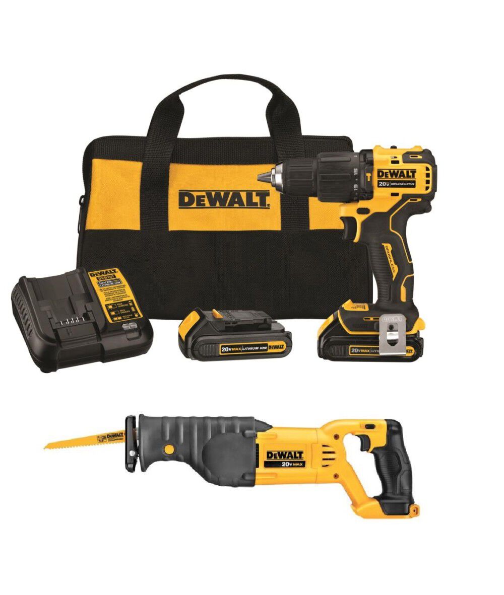 ATOMIC 20V MAX 1/2in Hammer Drill/Driver & Reciprocating Saw Kit Bundle DCD709C2-DCS380B