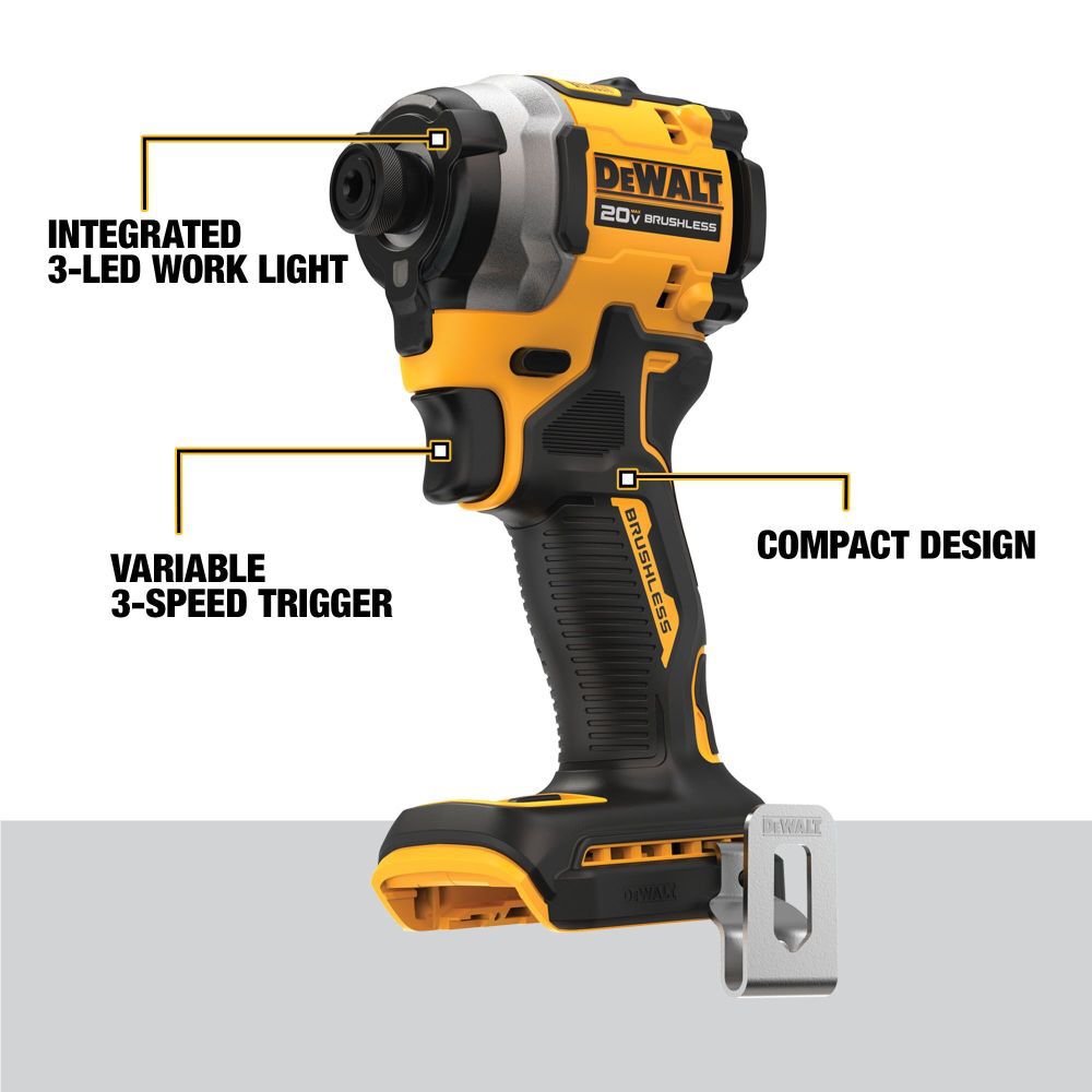 ATOMIC Brushless Cordless 1/4in 3 Speed Impact Driver with POWERSTACK Compact Battery DCF850E1