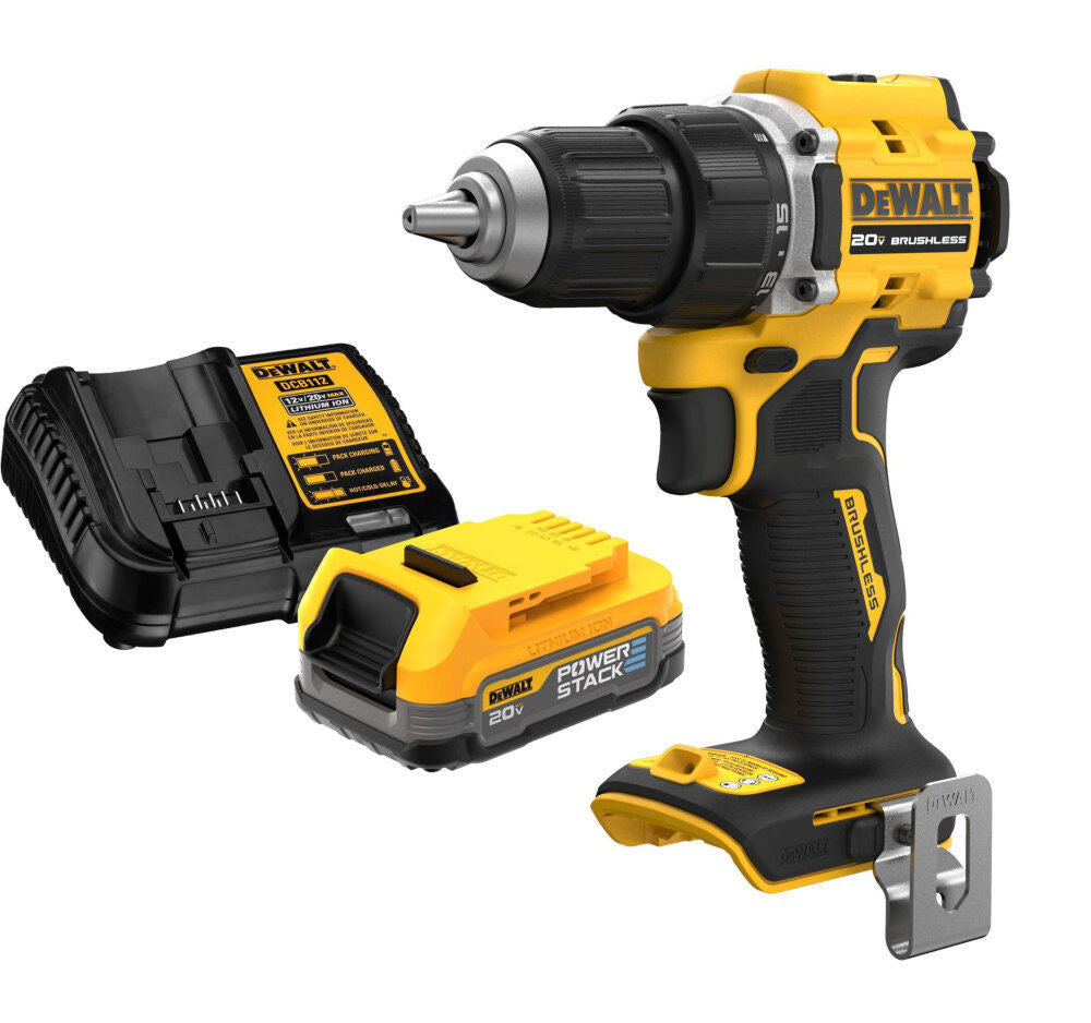 ATOMIC Compact Drill Driver with POWERSTACK 20V MAX Battery & Charger Kit Bundle DCBP034C-DCD794B