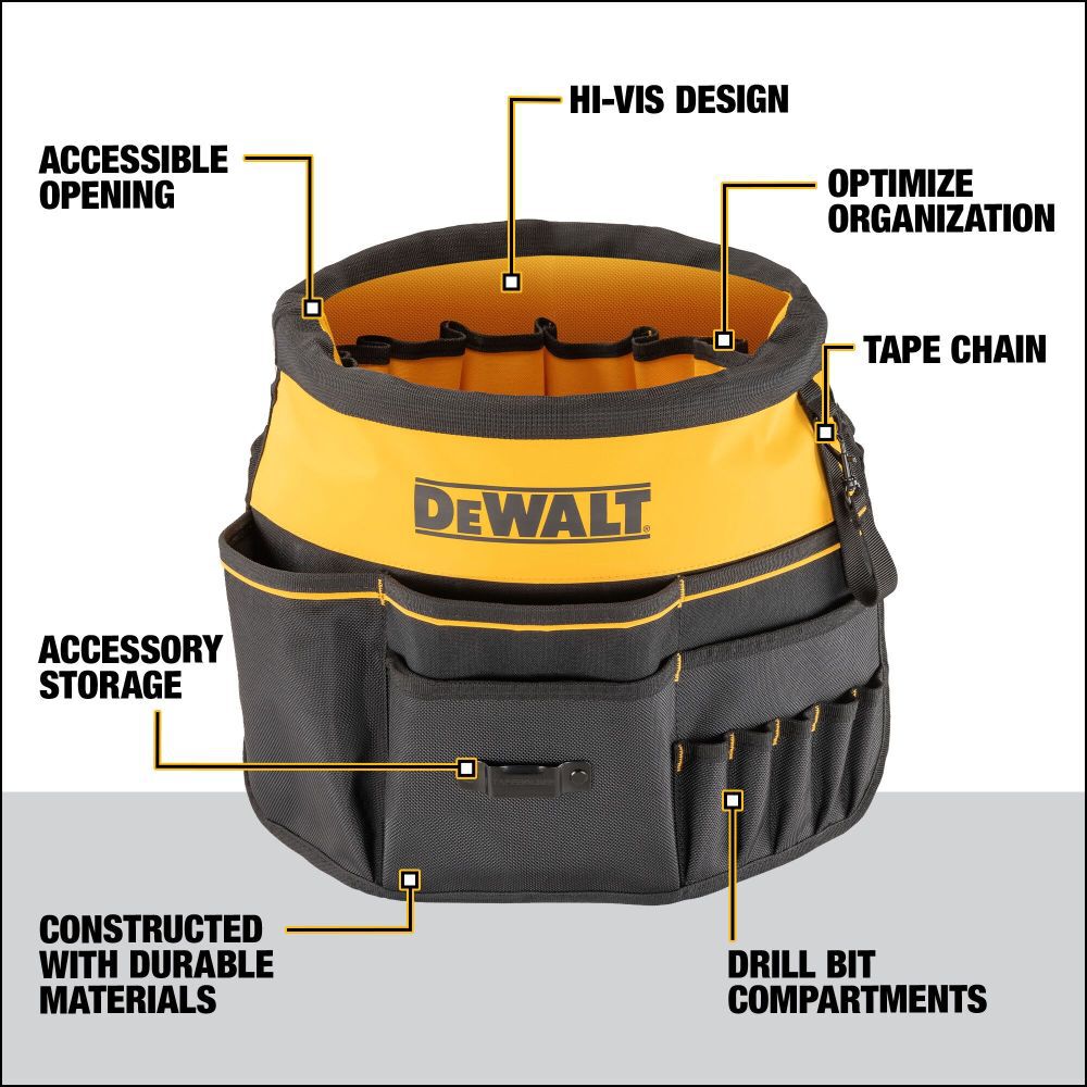 Black- Yellow Ballistic Nylon 2-in 5-Gallon Bucket Organizer DWST560109