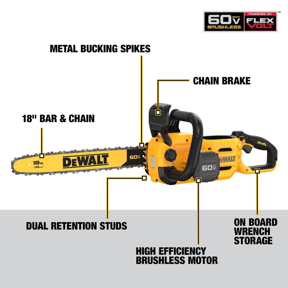 Chainsaw 60V MAX 18inch Brushless Cordless (Bare Tool) DCCS672B