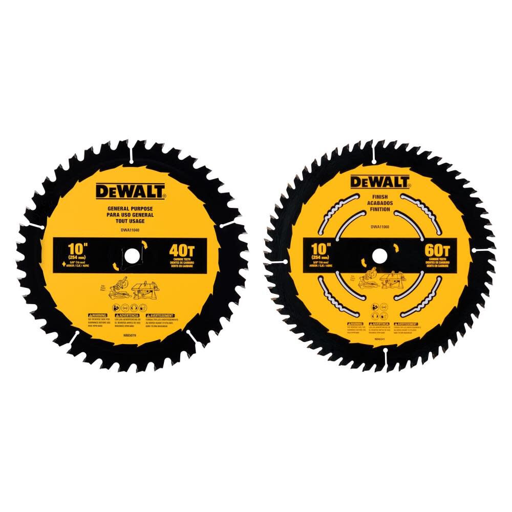 Circular Saw Blade 10in 60T & 40T 2pk DWA110CMB