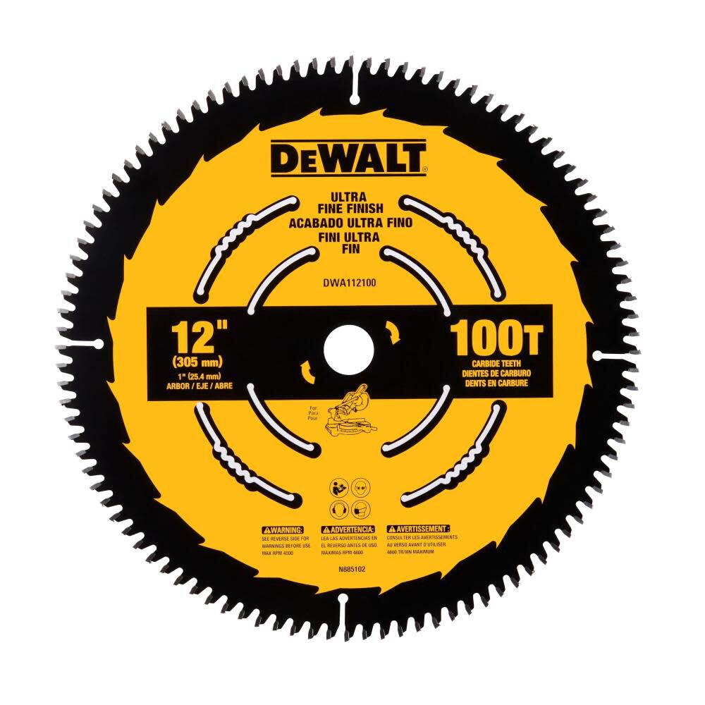 Large Diameter Saw Blades 12-in 100-Tooth Fine Finish Tungsten Carbide-tipped Steel Miter Saw Blade DWA112100