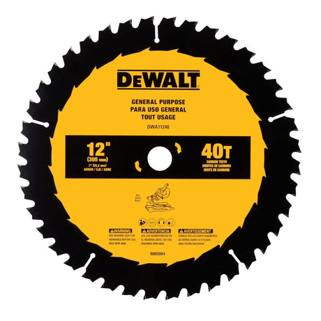 Large Diameter Saw Blades 12-in 40-Tooth Rough Finish Tungsten Carbide-tipped Steel Miter Saw Blade DWA11240